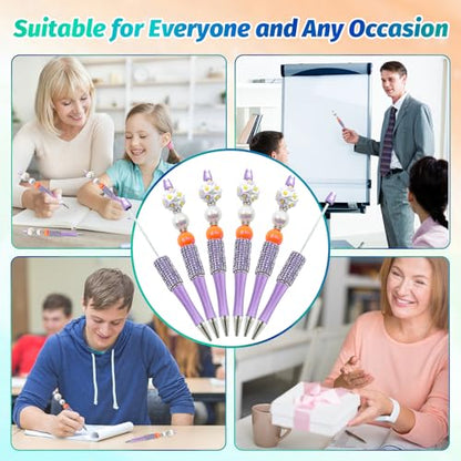 150 Pcs DIY Diamond Beadable Pen Kit - 50 Plastic Rhinestone Beaded Pens Bulk with Refills & Bags - Fancy Cute Glitter Pens for Crafting, Students & Teachers – School Supplies (Purple) - color: Purple, size: 50