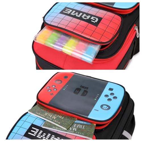 Kids Backpack 3-in-1 Boys Backpack with Lunch Bag and Pencil Case for Teens Middle School, 17 Inch Large Capacity (GAME) - color: GAME
