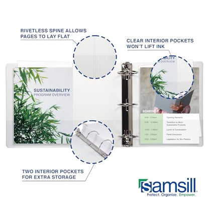Samsill 3 Inch 3 Ring Binders, Economy Round Ring, Clear View Cover, 550 Sheet Capacity - for School, Home, Office - White, 4 Pack - color: White, size: 4-Pack, style: 3-Inch