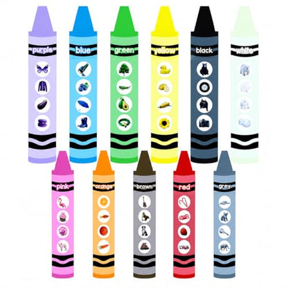 11 Sets Jumbo Size Crayon Bulletin Board 34.7 Inch Colour Recognition Poster Decoration Fruit Animals Plants Bulletin Board for Kindergarten Preschool Learning Classroom Chalkboard Decoration
