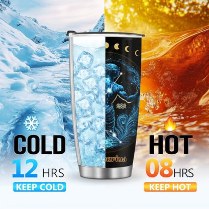 Horoscope Aquarius 20oz Insulated Tumblers Travel Mug Cup Gifts for Birthday Boys Girls Men Women Son Daughter Travel Essentials Accessories Must Have Cold Iced - color: Aquarius
