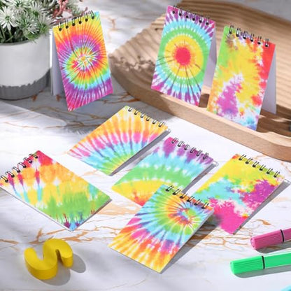 8 Pcs Mini Tie Dye Spiral Notebooks 3.9 x 2.4 Inch, Blank Mini Pocket Journal Notebook for Kids Back to School, Journal Mini Memo Pads for Tie Dye Birthday Pastel Art Party Favors Gift Supplies - color: Tie Dye