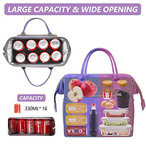 IDEATECH Insulated Lunch Bag Women, Stylish Adult Lunch Box for Working Mom, Leakproof Large Cooler Tote with Adjustable Strap & Pockets for Office Picnic Travel (Purple) - color: Purple