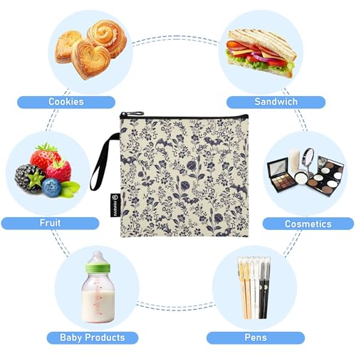 Reusable Food Storage Bags Goth Bats 3 Pack Set Lunch Bag Compact Sandwich Snack Bag Small Medium Large for Lunch, Travel & Organization - color: Bag 12