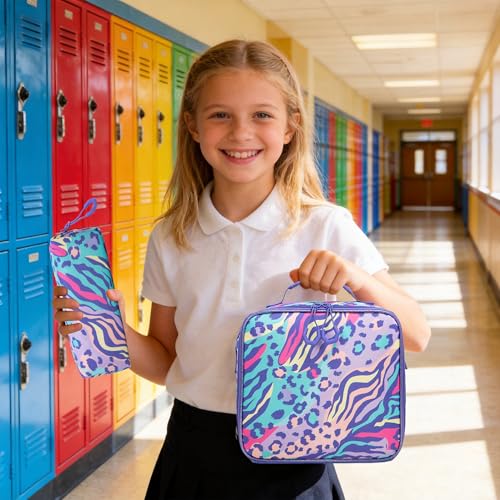 Rolling Backpacks for Kids Backpack for Girls with Lunch Bag Pencil Case 16.5" Kids Backpack with Wheels Roller Backpacks for Girls - color: Lanzitiaowen