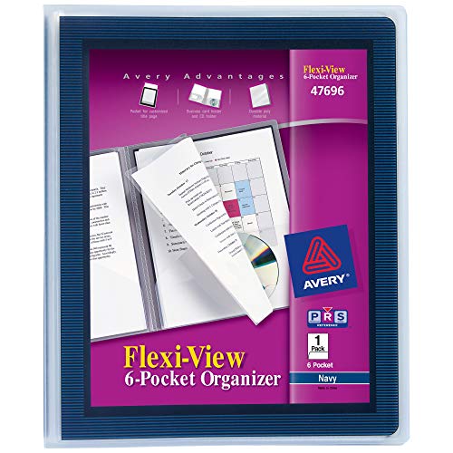 Avery Flexi-View 6 Pocket Organizer, Holds up to 150 Sheets, 1 Blue Organizer (47696) - style: 1 Pack