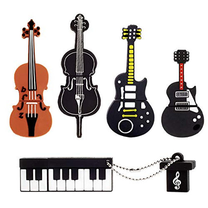 5x16GB USB Flash Drive Musical Instruments USB 2.0 Memory Stick Pen Drive(Yellow Guitar,Red Guitar,Cello,Violin,Piano) - color: 5xMusical instruments, size: 16GB