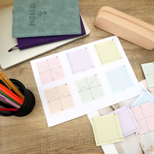 Mr. Pen- Graph Paper Sticky Notes, 6 Pads, 3x3 Inch, Pastel Colors | Graph Sticky Notes, Math Graph Paper, Graphing Sticky Notes, Grid Sticky Notes, Grid Notepad, Mini Graph Paper - color: Pastel