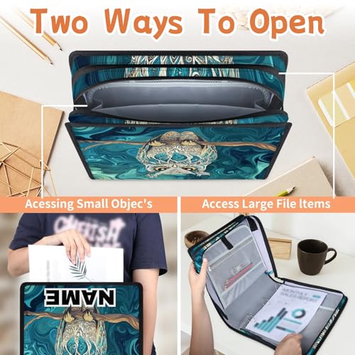 Custom Zipper Binder Mandala Owl 3 Ring Binder 1.5 Inch Expanding Pockets File Folder Large Capacity Document Organizer Bag with Handle and Strap - color: Multi 10