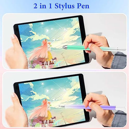 Stylus Pens for Touch Screens, High Precision Magnetic Disc Universal Stylus Pen for iPad, 2-in-1 iPad Pen Compatible with iPhone/iPad/Android Tablets/Nintendo Switch and so on(Green/Purple) - color: Green+Purple