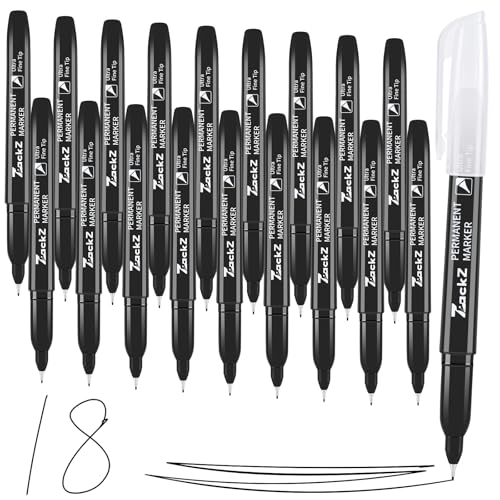 Ultra Fine Point Permanent Black Marker, 18 pack Permanent Markers, Permanent Markers Ultra Fine Tip 0.4 mm Tip, Waterproof & Fade-Proof Ink, Quick Drying, Writing on Paper, Plastic, Metal, Glas - size: 1 Count (Pack of 18)