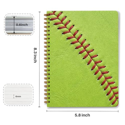 Softball Print Spiral Notebook, Unique Gifts for Softball Fans,5.8x8.3 Inch | Sport Themed Journal With Red Stitching Pattern, A5 Lined Notebook, Daily Planner Memo Notepad For Classroom Office Home - color: Softball Stitch