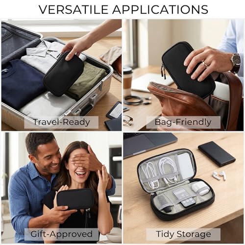 Airkit Electronics Organizer Travel Case Waterproof Double Layers All-in-One Storage Bag Tech Pouch Accessories Travel Essential for Phone Airpods Cables USB Flash Drive Black