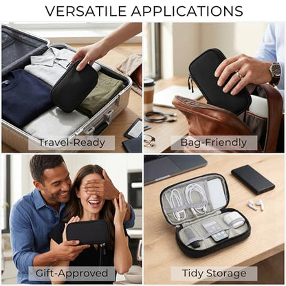 Airkit Electronics Organizer Travel Case Waterproof Double Layers All-in-One Storage Bag Tech Pouch Accessories Travel Essential for Phone Airpods Cables USB Flash Drive Black