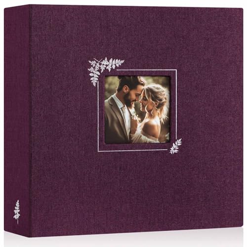 Lanpn Scrapbook Photo Album 12x12, Linen Window Design Cover Top Load 3 Ring Folder Binder Photobook Photo Book 12 x 12 inch with 30 Plastic Sleeves 60 Pages Purple - color: Purple, size: 12x12"