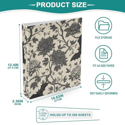 Goth Bath Round Ring Binders Crow (4) 1.5 Inch 3 Ring Binder with Clipboard Holds 200 Sheets Office Home School - color: Multicolored 13