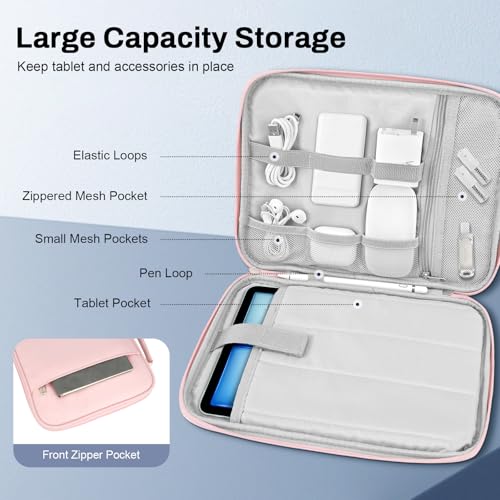 Dadanism 9-11 Inch Tablet Sleeve Padded Carrying Case with Handle, Protective Travel Bag for iPad A16 11" 2025, iPad Air M4/Pro M5 11", iPad 10th Gen 10.9", iPad 10.2", Galaxy Tab A11+ 11", Pink - color: Pink