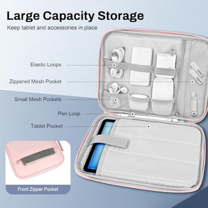 Dadanism 9-11 Inch Tablet Sleeve Padded Carrying Case with Handle, Protective Travel Bag for iPad A16 11" 2025, iPad Air M4/Pro M5 11", iPad 10th Gen 10.9", iPad 10.2", Galaxy Tab A11+ 11", Pink - color: Pink