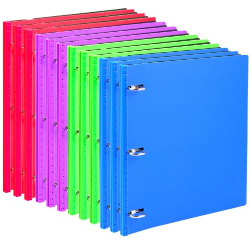 WOT I 12-Pack 1 Inch Telescoping 3 Ring Binder, Expandable Flexible Binder - Patented Design for Easy Portability, Holds 8.5"x11" Paper, Assorted Colors, School Office Supplies - color: Bold Assortment -No Front Cover, size: 1 Inch