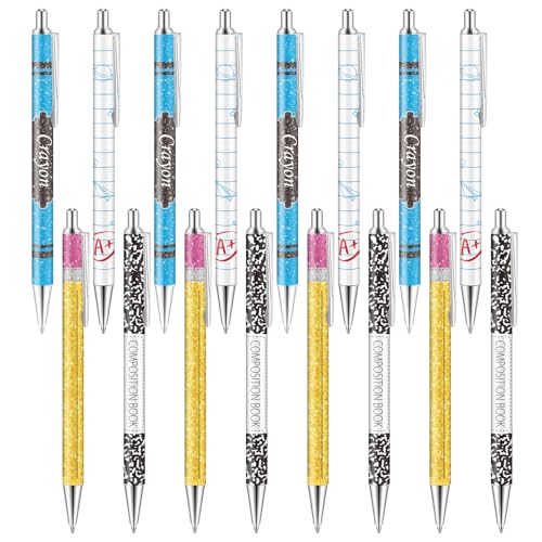Teachers Ballpoint Pens Gifts - 16 Pcs Teacher Appreciation Set Back to School Retractable Writing Ball Point Pen Thank You Gift for Women Classroom Student Coworker Office Party Supplies - style: Teachers