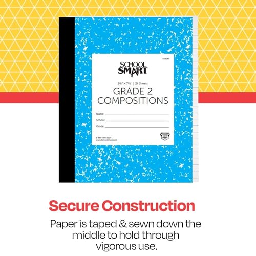 School Smart Skip-A-Line Ruled Composition Book, Grade 2, Blue, 48 Pages - size: 24 Sheets/48 Pages - Grade 2