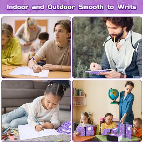 Seajan 20 Pack Composition Notebooks, Wide Ruled Paper, 7-1/2" x 9-3/4" Marble Hard Covers, 60 Sheets, Composition Notebooks Bulk for Students Back to School Adults Office Supplies(Purple) - color: Purple