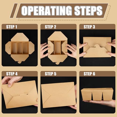 30 Pack Paper Take Out Food Containers, 3-Compartment 7.5x5.4x2.6" Kraft Brown Take Out Boxes, Disposable To Go Container Take Out Containers, Greaseproof Paper Bento Box Takeout Lunch Boxes with Lid - color: Kraft Paper Color-Snap