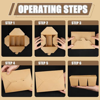 30 Pack Paper Take Out Food Containers, 3-Compartment 7.5x5.4x2.6" Kraft Brown Take Out Boxes, Disposable To Go Container Take Out Containers, Greaseproof Paper Bento Box Takeout Lunch Boxes with Lid - color: Kraft Paper Color-Snap