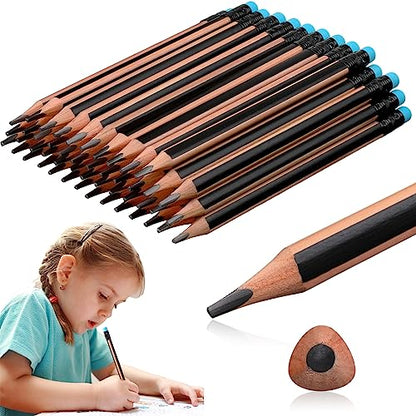 Seajan 48 Pcs 2b Jumbo Pencils, Big, Fat, Thick, Triangular Grip 7 Inch Large Pencils Refill with Eraser for Beginners Office Christmas Gifts(Black) - color: Black, style: 2B
