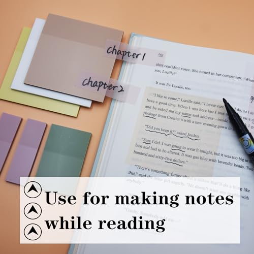 YOUDEFUL Transparent Sticky Notes, 3"x3" Cute Translucent Page Flags Book Markers Stickers, Planner Accessories Sticky Notes, Office School Bible Journaling Study Supplies - size: Square Orange