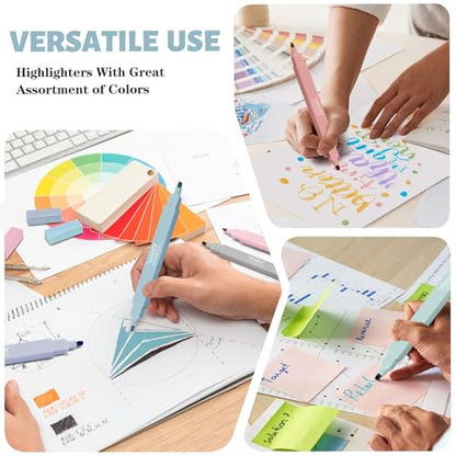 Piochoo Highlighters,8Pcs Bible Highlighters,Dual Tip Office Accessories for Journaling Planner Notes School Supplies