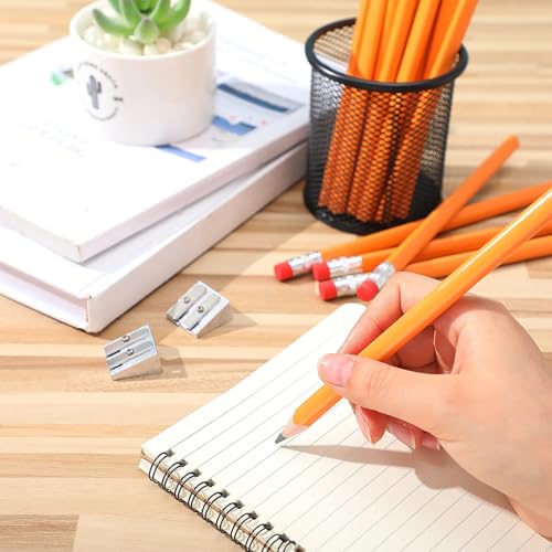 Fainne 48 Pcs Fat Pencils Jumbo Big Thick Large Pencils and 3 Pieces Sharpeners for Kids Beginners Preschoolers Kindergarten School Office Supplies(Orange+Silver,Triangle) - color: Orange+Silver, style: Triangle