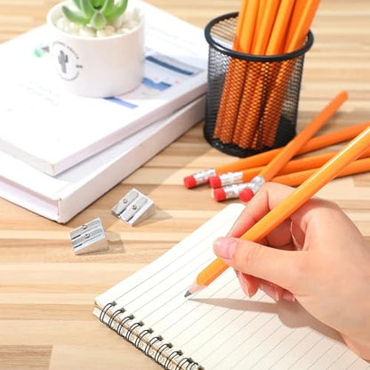 Fainne 48 Pcs Fat Pencils Jumbo Big Thick Large Pencils and 3 Pieces Sharpeners for Kids Beginners Preschoolers Kindergarten School Office Supplies(Orange+Silver,Triangle) - color: Orange+Silver, style: Triangle