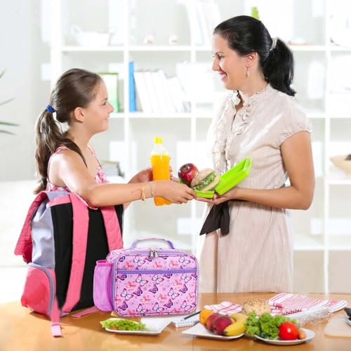 RHCPFOVR Kids Lunch Bag - Insulated Lunch Box for Boys Girls,Washable Lunch Bag and Reusable Toddler Leak-proof Lunchbox for School and Daycare - color: Purple Butterfly