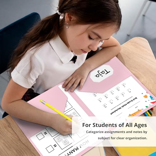 Taja Plastic Folders with Pockets (6 Pack, Pink), 2-Pocket Folders with Business Card Slot, Heavy Duty, Fit Letter Size Documents, Perfect for School, Office & Business - color: F-pink, size: 6 Pack