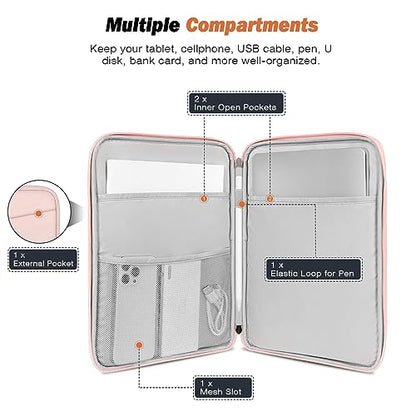 MoKo 13 Inch Tablet Sleeve Bag Carrying Case with Accessory Pocket | Fits iPad Pro 13-inch M5, iPad Air 13-inch M4/M3, iPad Pro 12.9 M2/M1 and Galaxy Tab S8+/S9+ 12.4, Pink - color: Pink, size: 12.9-13 inch