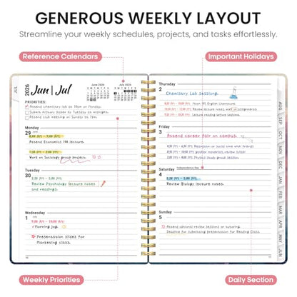 Planner 2026-2027, Academic Year Weekly and Monthly Calender Planner, from Jul 2026 - Jun 2027, Spiral Bound School Planning Book, Perfect for Teacher, Student, Women & Men, A5 (6.3" x 8.5"), Sunset - color: A-Sunset, size: (6.3"x8.5")a5
