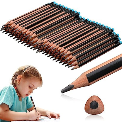 Seajan 96 Pcs 2b Jumbo Pencils, Big, Fat, Thick, Triangular Grip 7 Inch Large Pencils Refill with Eraser for Beginners Office Christmas Gifts(Black) - color: Black, style: 2B