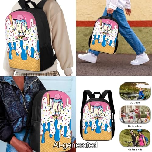 Cartoon Baseball Kids Backpack Set 3Pcs with Lunch Box Pencil Case Kids Backpack for Boys Portable Lunch Bag for Elementary Primary Middle School Bookbag - color: Cartoon Baseball