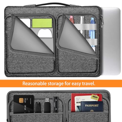 Hseok Laptop Case 15 15.6 16 inch Sleeve with Handle and Hidden Straps,Compatible with MacBook Neo 16",MacBook Pro Air 16" 15", 360°Protective PC Briefcase with 4 Pockets for Accessories,Grey - color: Gray