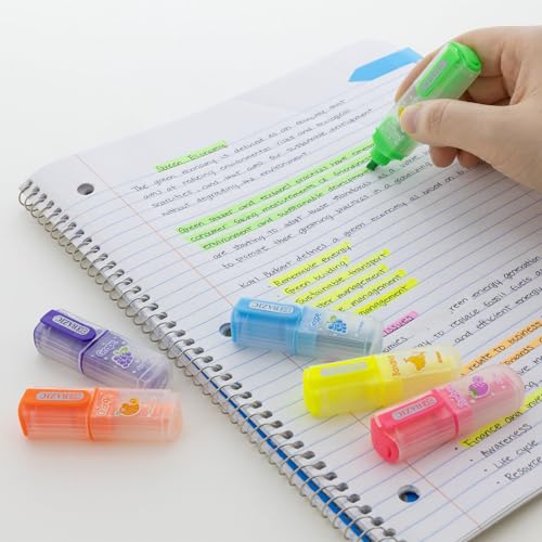 BAZIC PRODUCTS Fruit Scented Mini Highlighters, Chisel Tip, 6 Count | Quick-dry, fruit-scented fluorescent mini highlighters, compact, non-toxic ink, ASTM D-4236 - size: 1 Count (Pack of 1)