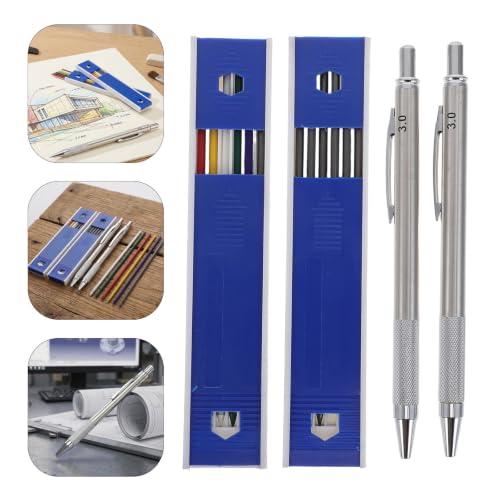Stainless Steel Clutch Pencil with 3.0mm Lead Refill, Metal Sketching Pencil Set for Architectural Sketching and School Use, Stable Writing Drafting Tool for Artists and Students