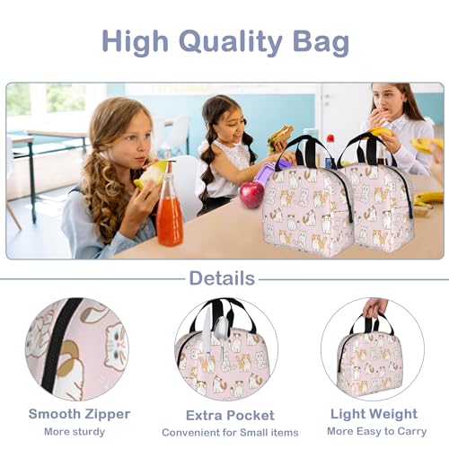 Cute Cartoon Cat Pink Lunch Box,Insulated Lunch Bag for Girls Boys,Reusable Lunch Box for Kids Adults School Student Work Picnic Travel - color: Cute Cartoon Cat Pink