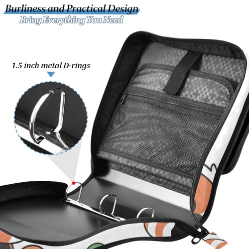 3 Ring Zipper Binder With Shoulder Strap Documents Storage Organizer Animal Dog - color: Drinking Red Panda