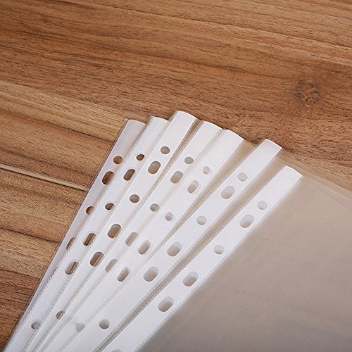 A4 Punched Pocket, Sheet Protectors, 100 Pages Clear Sheet Protectors for Binders, Heavy Duty Plastic Page Protectors Sheet Reinforced 11-Hole, Top Loading Paper Protector for Home, Office