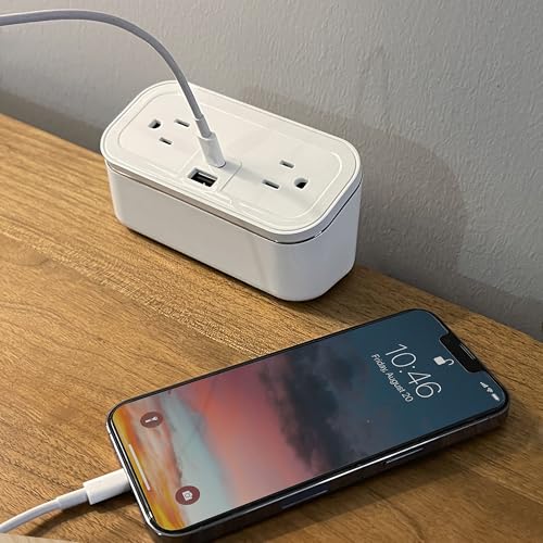 CubieMini White - Tabletop Power Strip Charging Station with Outlets and USB Ports - color: White