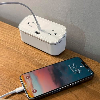 CubieMini White - Tabletop Power Strip Charging Station with Outlets and USB Ports - color: White