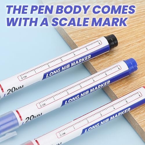 5PCS Long Head Deep Hole Marker Pens, 20mm Deep Reach Markers, Waterproof Construction Markers Marking Tool, Long Nose Marker, Permanent Markers Carpenter Ink Marker Pens, Metal Marking Pen (A-10PC) - color: A-10PC
