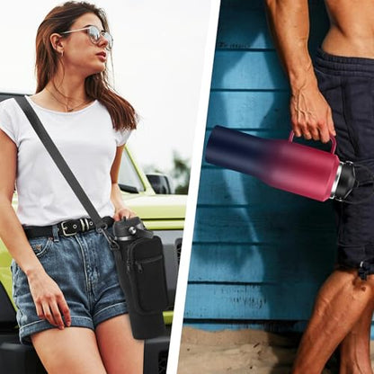 40oz Stainless Steel Drinking Water-Bottle - Gym Water Bottles for Women & Men, Keeps Cold 48h & Hot 24h, 40 oz Tumbler Fits Cup Holder - color: Lilac Purple, size: 32 ounces with handle