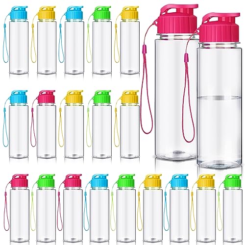 Mifoci 20 Pieces Water Bottle Bulk 17 oz Plastic Water Bottles Bulk Gym Sports Adults Reusable Large Bottles with Leak Proof Flip Top for Party Outdoor (Colorful) - color: Colorful